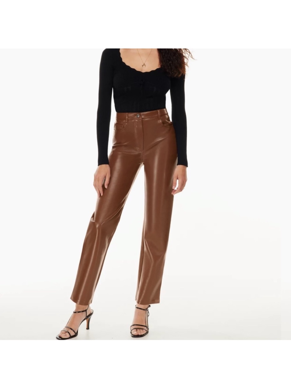 Aritzia Wilfred Cognac High Rise Vegan Leather Melina
Pants Size 4 EUC